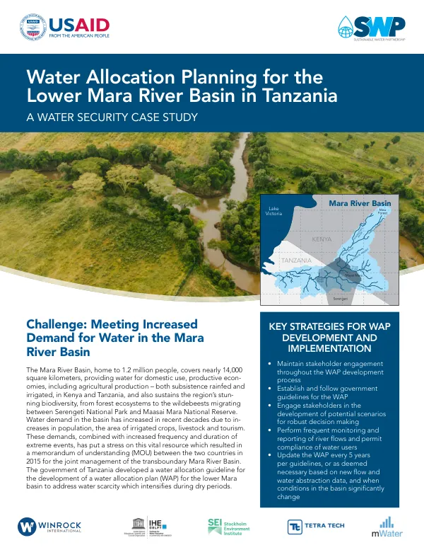 Water Allocation Planning for the Lower Mara River Basin in Tanzania
