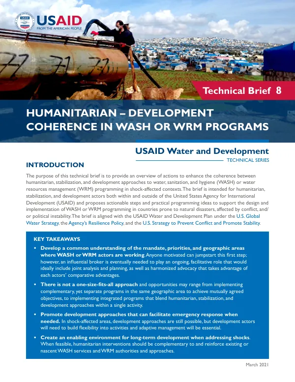 Humanitarian-Development Coherence in WASH: USAID Water and Development Technical Series