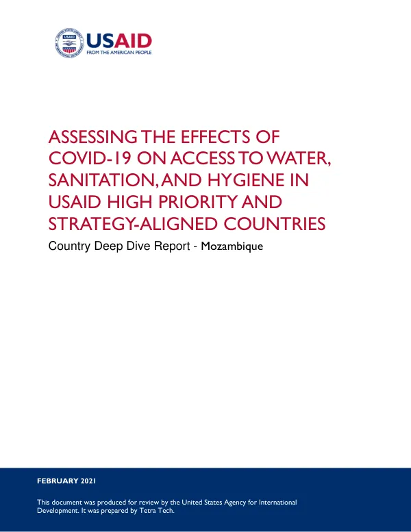 Assessing the Effects of COVID-19 on Access to Water, Sanitation, and Hygiene in USAID High Priority and Strategy-Aligned Countries - Mozambique Deep Dive