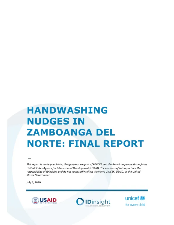 Handwashing Nudges in Zamboanga del Norte: Final Report