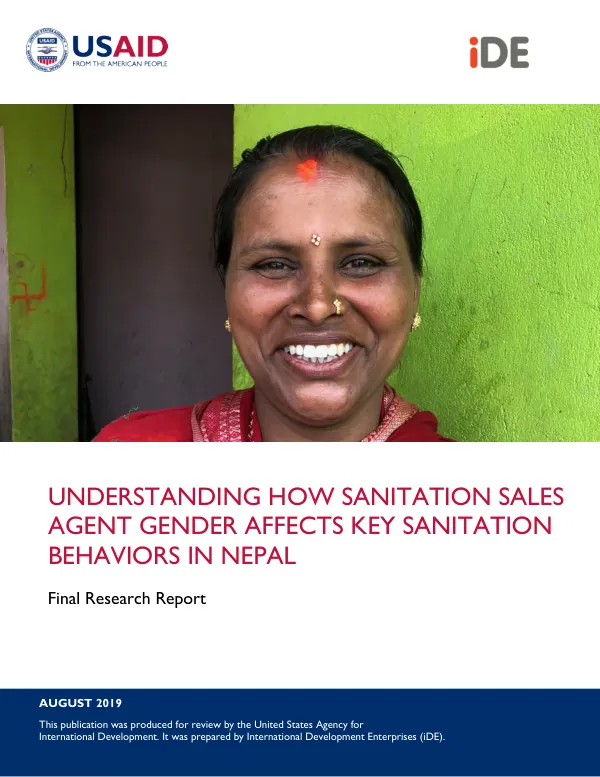 Understanding How Sanitation Sales Agent Gender Affects Key Sanitation Behaviors in Nepal: Final Research Report