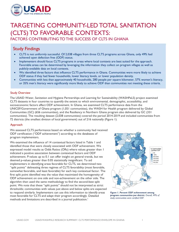 Targeting Community-Led Total Sanitation (CLTS) to Favorable Contexts: Factors Contributing to the Success of CLTS in Ghana