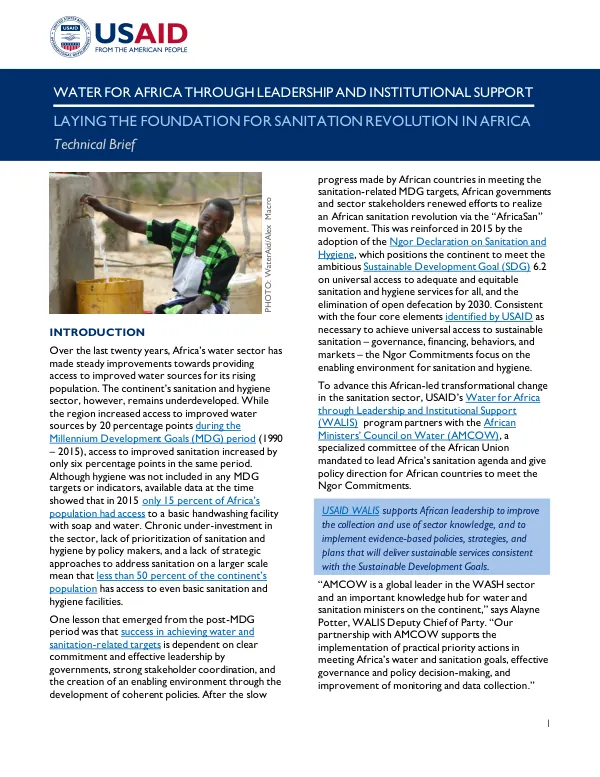 Laying the Foundation for Sanitation Revolution in Africa: WALIS Technical Brief