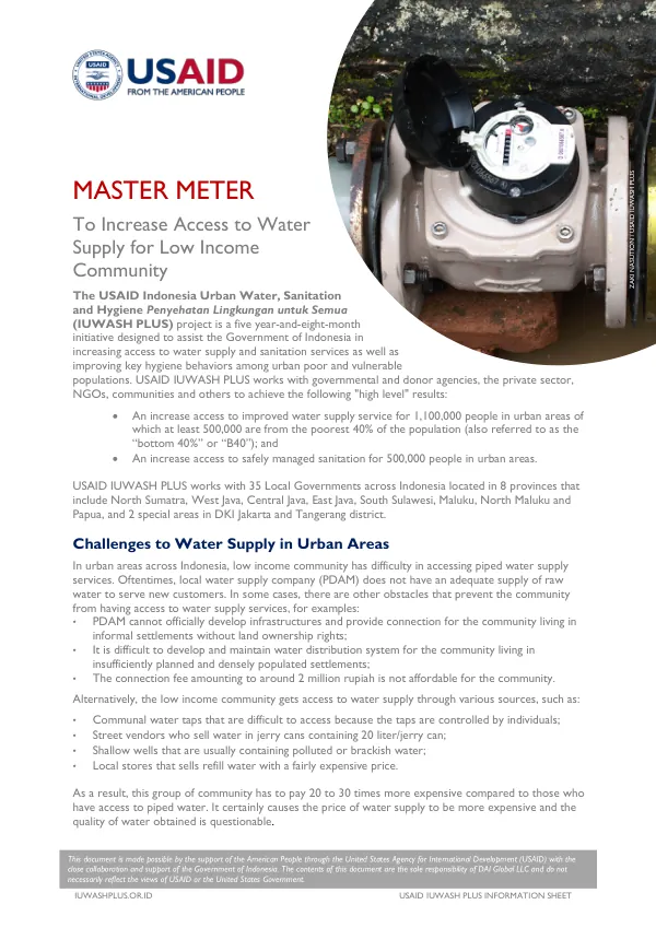 Master Meter To Increase Access to Water Supply for Low Income Community