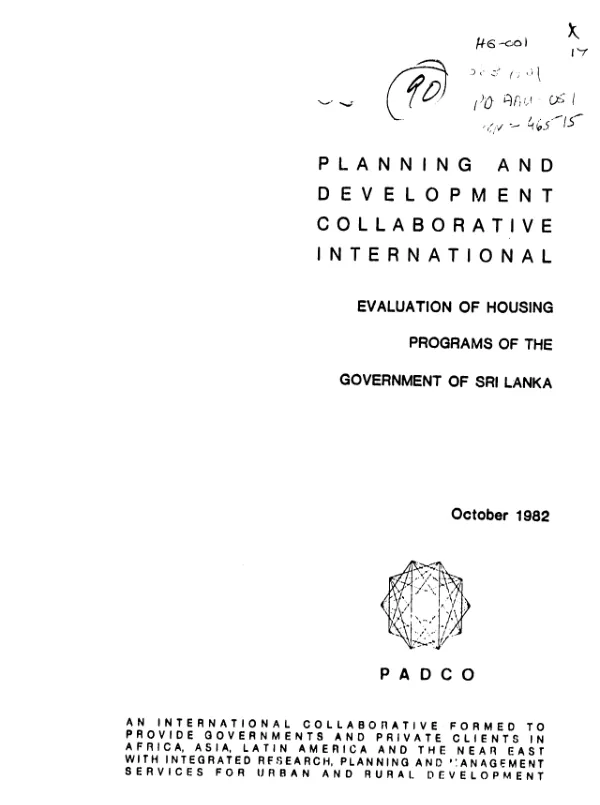 Evaluation of housing programs of the Government of Sri Lanka
