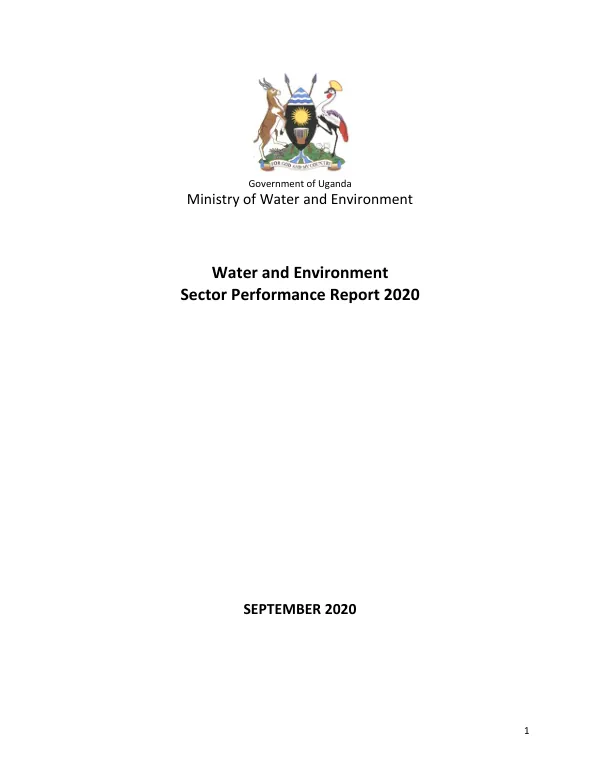 Government of Uganda Ministry of Water and Environment Sector Performance Report 2020
