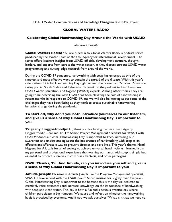 Celebrating Global Handwashing Day Around the World with USAID