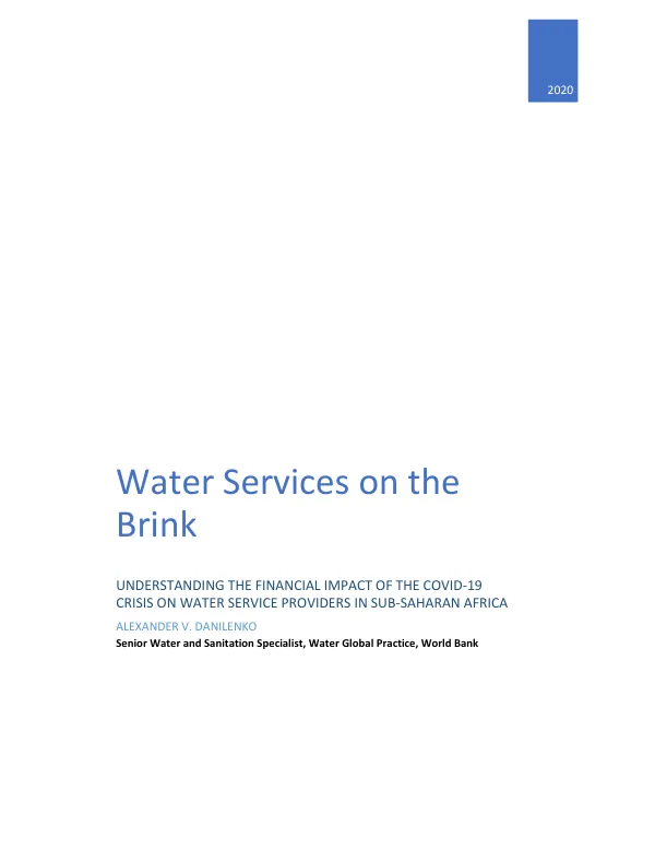 Water Services on the Brink: Understanding the Financial Impact of the COVID-19 Crisis on Water Service Providers in Sub-Saharan Africa