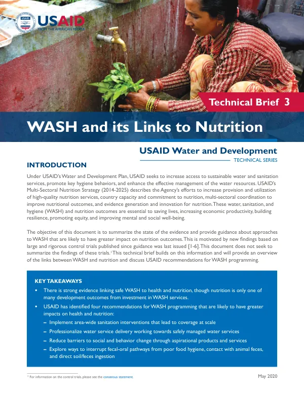 WASH and its Links to Nutrition: USAID Water and Development Technical Series