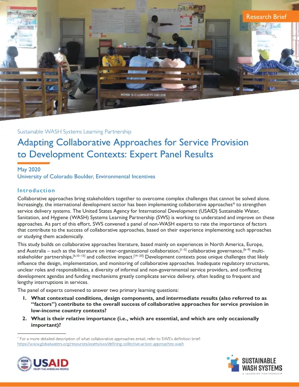 Adapting Collaborative Approaches for Service Provision to Development Contexts: Expert Panel Results