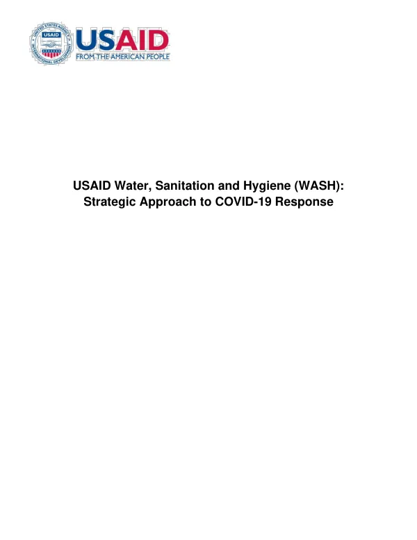 USAID Water, Sanitation and Hygiene (WASH): Strategic Approach to COVID-19 Response