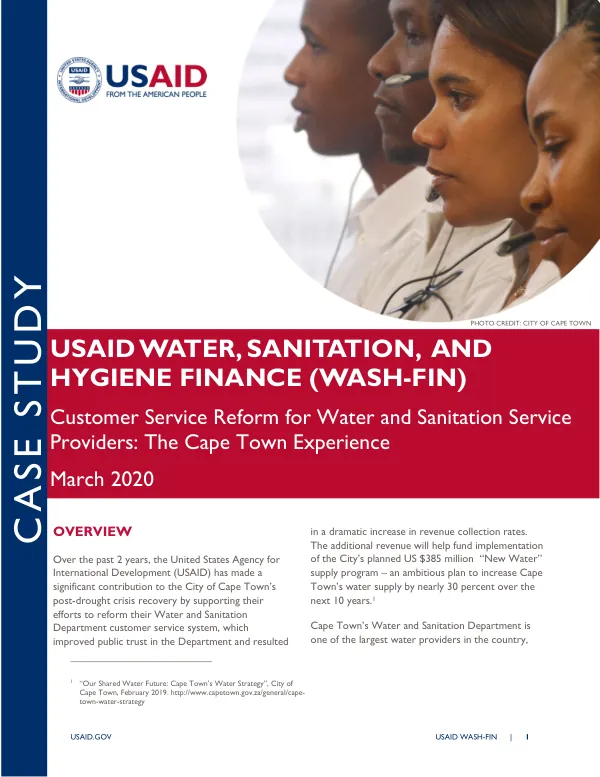Customer Service Reform for Water and Sanitation Service Providers: The Cape Town Experience