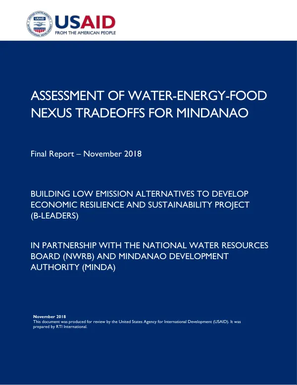 Assessment of Water-Energy-Food Nexus Tradeoffs for Mindanao: Final Report