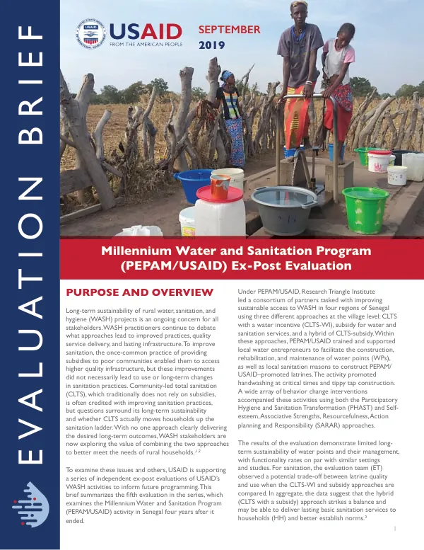 Brief: Millennium Water and Sanitation Program (PEPAM/USAID) Ex-Post Evaluation