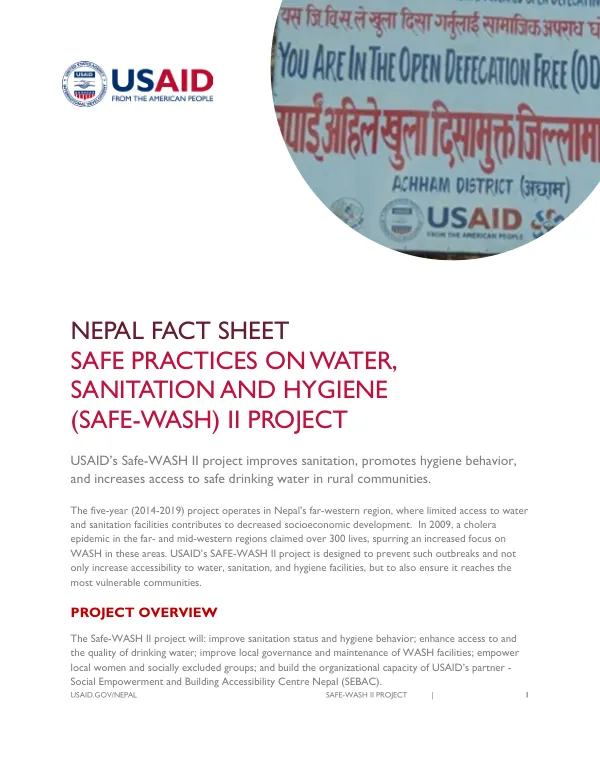 Fact Sheet: Safe-WASH II Nepal