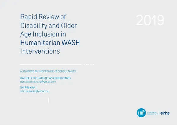 Rapid Review of Disability and Older Age Inclusion in Humanitarian WASH Interventions Interventions