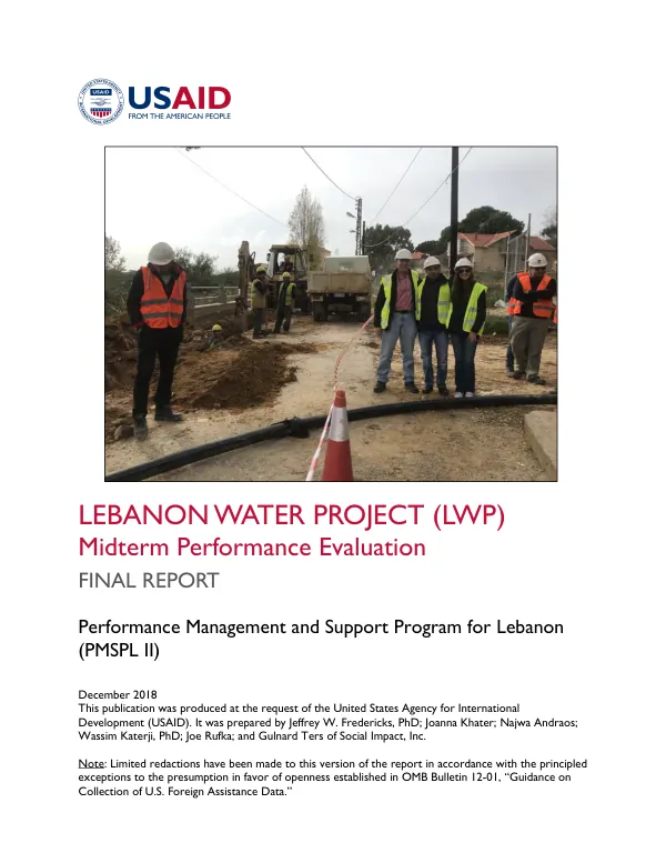 Lebanon Water Project (LWP): Midterm Performance Evaluation