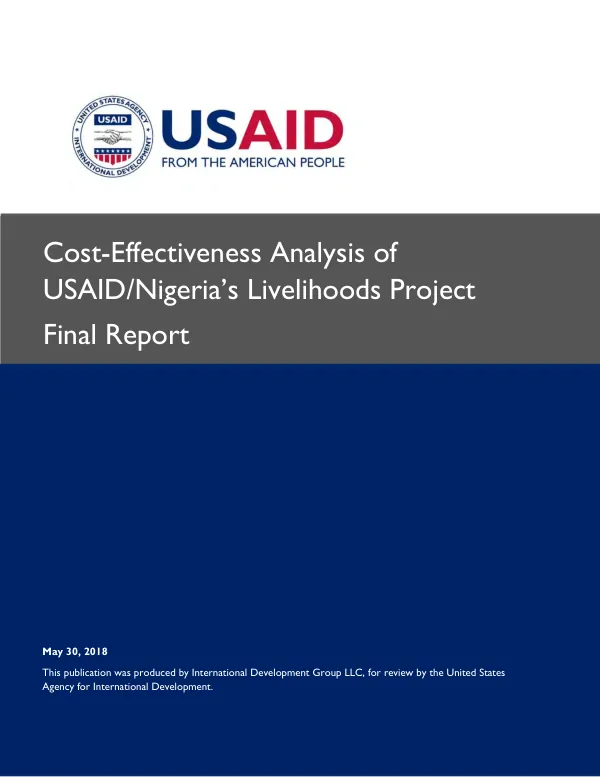 Cost-Effectiveness Analysis of USAID/Nigeria’s Livelihood Project – WASH and Nutrition Component (IR3)