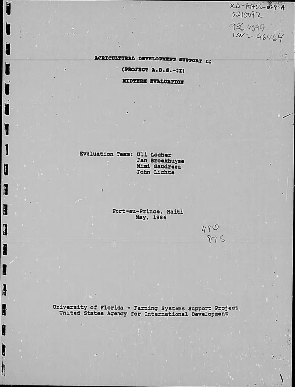 Agricultural development support II (project A.D.S.-II) : midterm evaluation