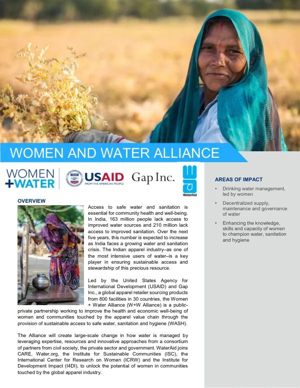 Women + Water WaterAid Fact Sheet