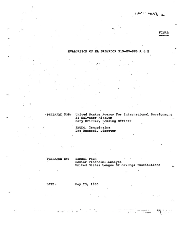 Evaluation of El Salvador 519-HG-006 A and B