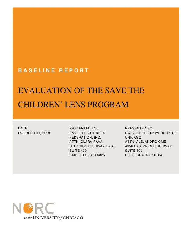 [USDA] Baseline evaluation of the Save the Children’ FY 2018 McGovern-Dole LENS program in Guatemala
