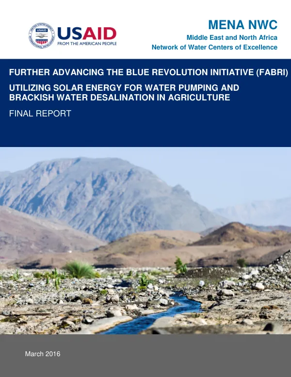 Utilizing Solar Energy for Water Pumping and Brackish Water Desalination in Agriculture