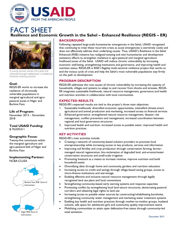 Fact Sheet: REGIS-ER (Resilience and Economic Growth in the Sahel)
