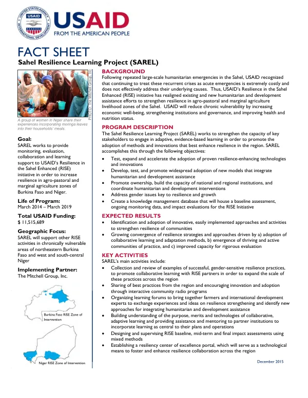 Fact Sheet: SAREL (Sahel Resilience Learning Project)