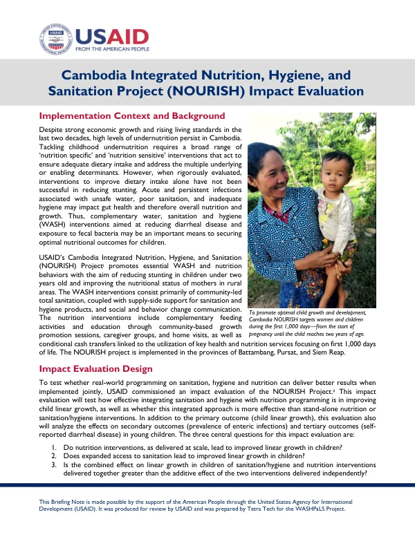 Cambodia Integrated Nutrition, Hygiene, and Sanitation Project (NOURISH) Impact Evaluation
