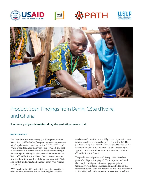 Product Scan Findings from Benin, Côte d’Ivoire, and Ghana: A summary of gaps identified along the sanitation service chain