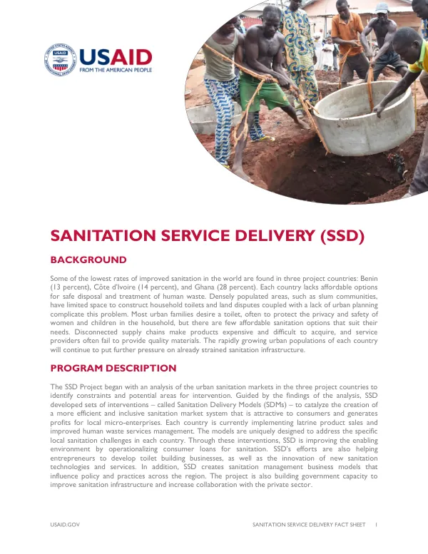 Fact Sheet: West Africa Sanitation Service Delivery (SSD)