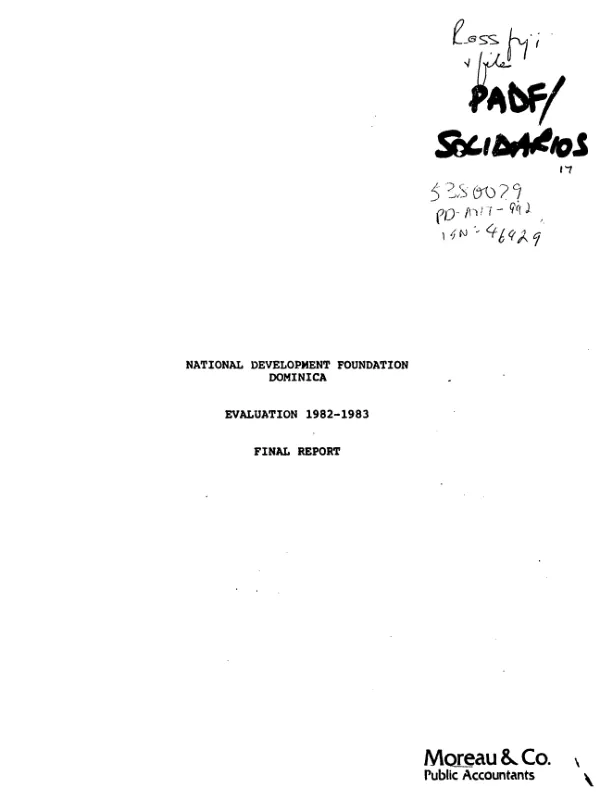 National Development Foundation, Dominica : evaluation, 1982-1983; final report