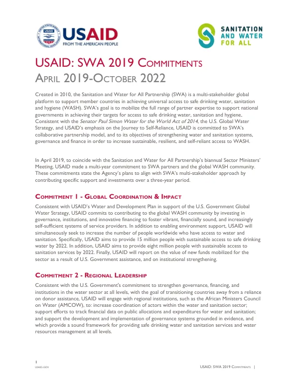 USAID: SWA 2019 Commitments
