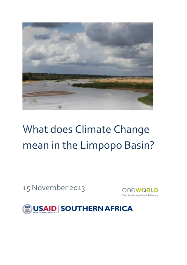 What Does Climate Change Mean for the Limpopo Basin?