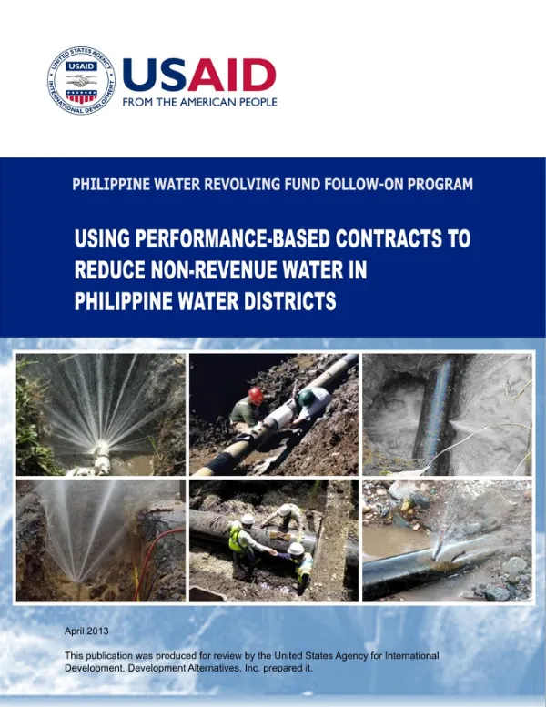 Using Performance-Based Contracts to Reduce Non-Revenue Water in Philippine Water Districts