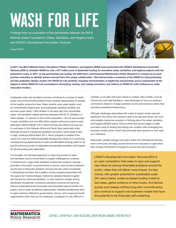 WASH for Life Partnership Evaluation