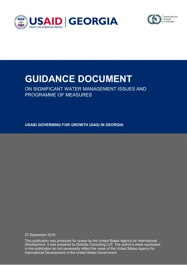 USAID/Georgia Guidance Document on Significant Water Management Issues and Program of Measures