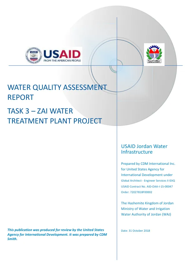Jordan - Water Quality Assessment Report: Task 3 Zai Water Treatment Plant Project