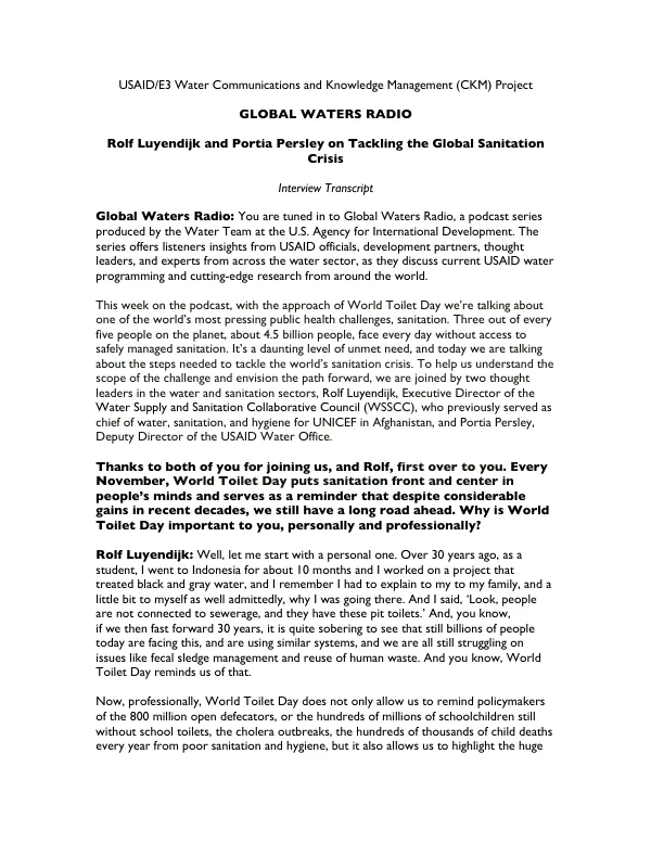 Rolf Luyendijk and Portia Persley on Tackling the Global Sanitation Crisis