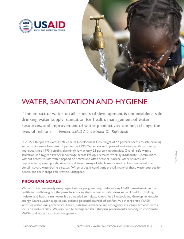 Fact Sheet: Ethiopia Water, Sanitation, and Hygiene