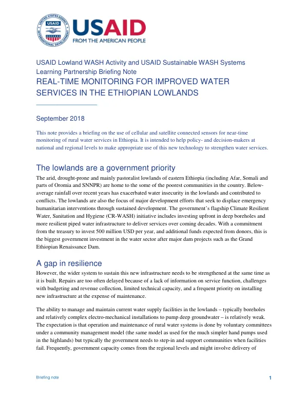 Real-Time Monitoring for Improved Water Services in the Ethiopian Lowlands