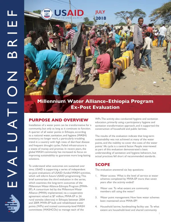 Ethiopia Millennium Water Alliance Activity Ex-Post Evaluation Brief
