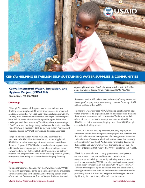 Project Profile: Kenya Integrated Water, Sanitation, and Hygiene (KIWASH)