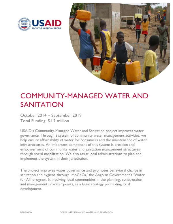 Fact Sheet: Angola Community-Managed Water and Sanitation Project
