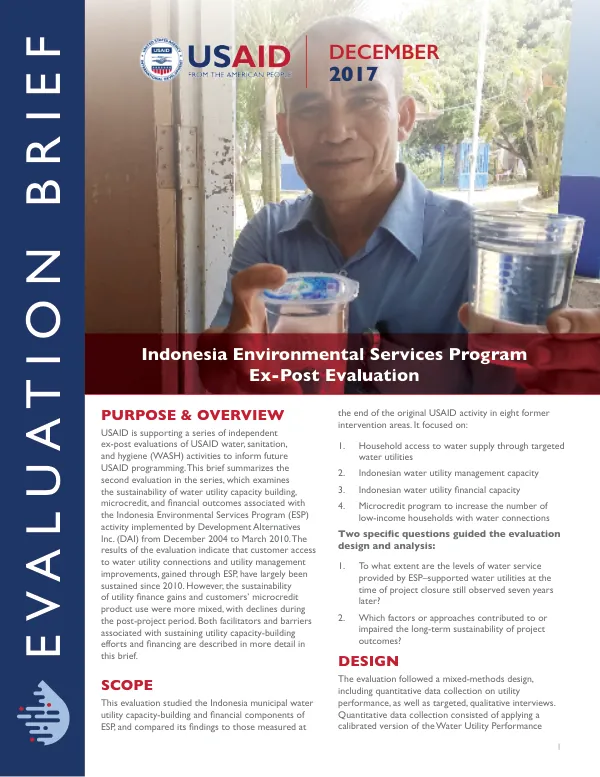 Indonesia Environmental Services Program Ex-Post Evaluation Brief