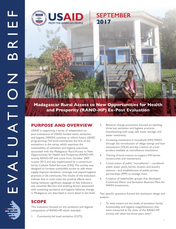 Madagascar Rural Access to New Opportunities for Health and Prosperity (RANO-HP) Ex-Post Evaluation Brief