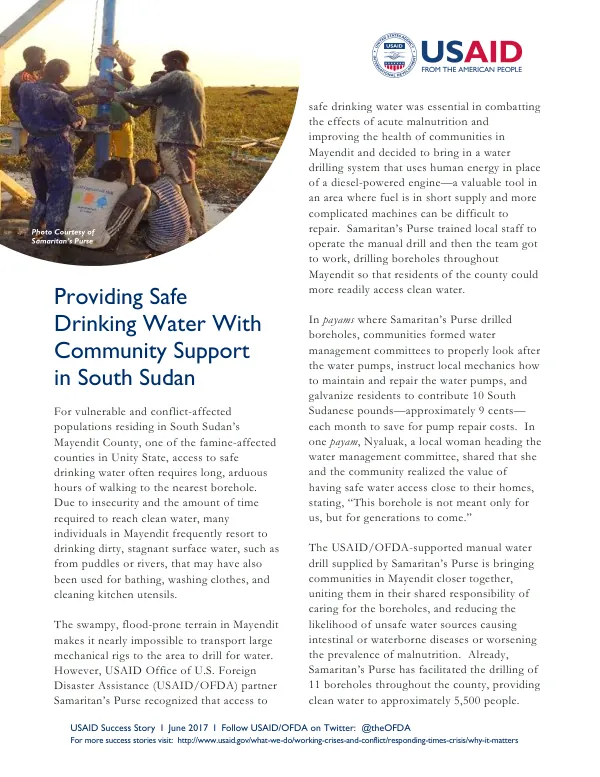 Providing Safe Drinking Water With Community Support in South Sudan
