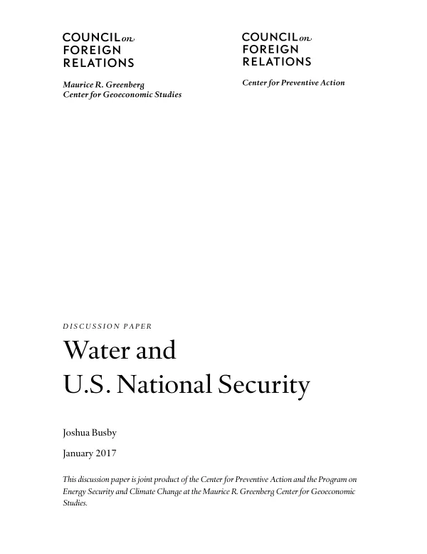 Water and U.S. National Security