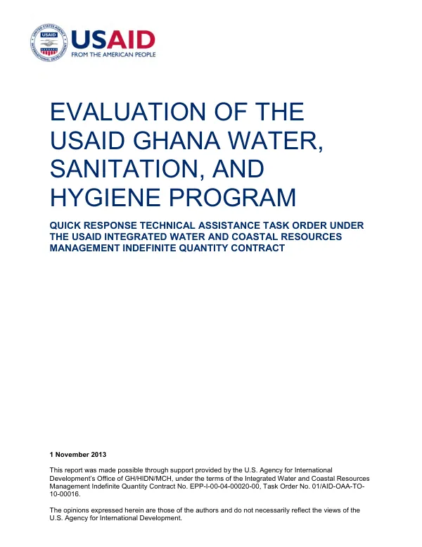Evaluation of the Ghana Water, Sanitation, and Hygiene Program